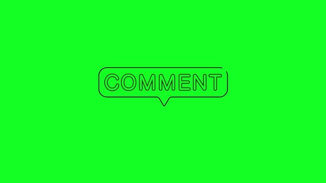 Neon Glowing Comment Speech Bubble Icon Animation on Green Screen