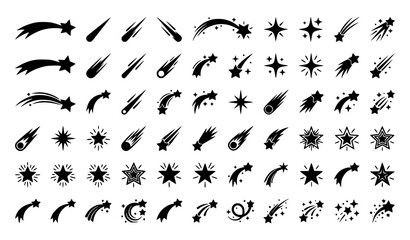 Shooting Star Silhouette Vector Set with Falling Star Icons Collection © F a g u n