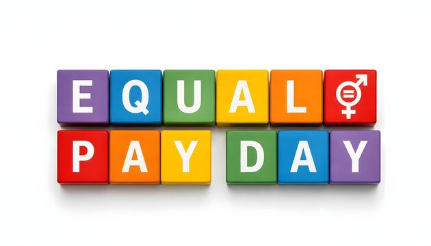 Colorful Equal Pay Day Block Illustration Highlighting Gender Wage Equality Awareness Concept Design