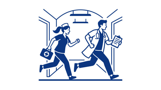 Medical Team Running in Corridor