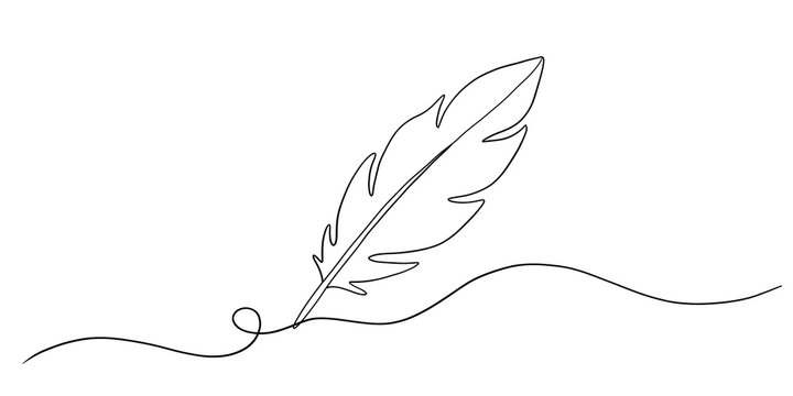 Minimalist Continuous Line Drawing of a Single Feather