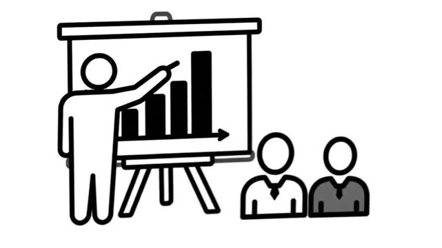 Presentation flipchart with sketched business graph