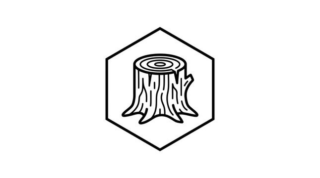 tree stump logo, hexagon shape
