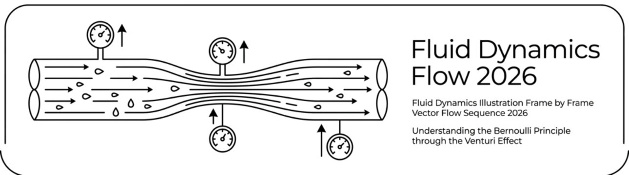 Fluid Dynamics Illustration Frame by Frame Vector Flow Sequence 2026 Bernoulli Principle Diagram