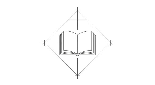 Open Book Blueprint Geometry Diamond Outline Logo