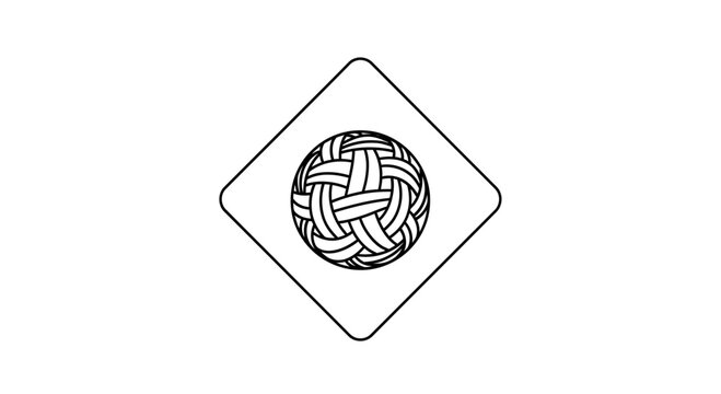 Takraw Ball Icon Outline Diamond Shape - Sepak Takraw Sport Symbol