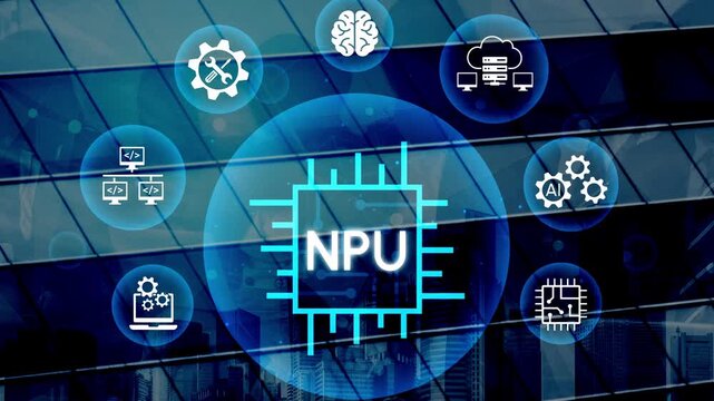 Visual Representation of a Neural Processing Unit with Related Icons on a Business Building Background. Entropy.