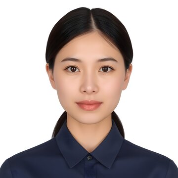 Portrait of a young Thai woman. Professional headshot for ID or corporate profile.