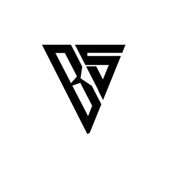Malang East Java Indonesia: 5-August-2026, Vector illustration of Modern minimal geometric BS monogram letter logo design formed inside an inverted triangle shape. Elegant initial BS or SB typography 