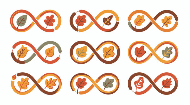 autumn leaves infinity symbols, colorful fall icons