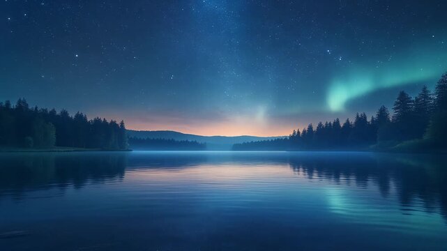 星空を映す湖 シームレスループ動画背景 16:9 4K