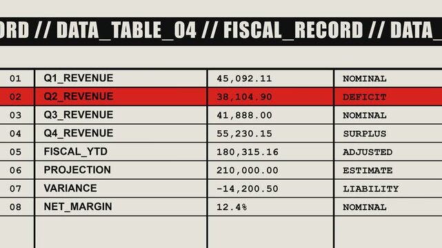 Brutalist Kinetic Data Table Statistics Chart
