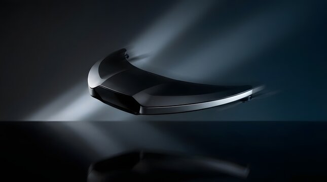 Sleek black aerodynamic automotive component design.