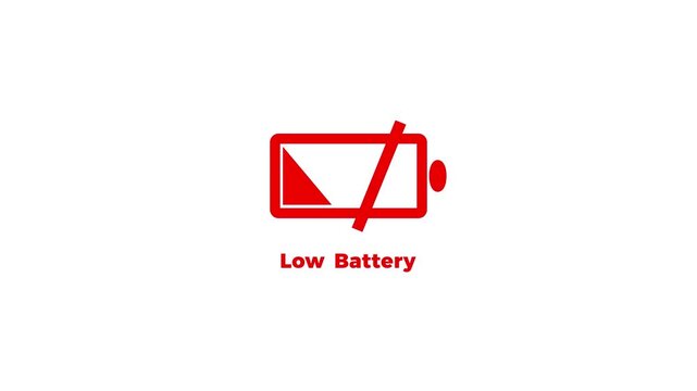 Low battery empty charge energy signal.Loading battery bar animation all the video animated on transparent background.