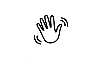 Waving hand line art icon symbol on white background with greeting © Graphics World