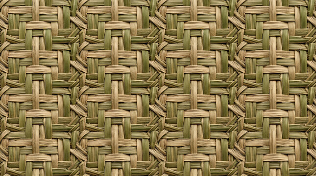 Seamless woven rattan texture pattern in natural earthy tones