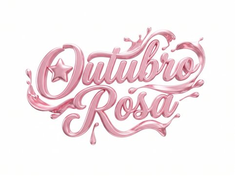 Lettering 3D Outubro Rosa Conscientiza&ccedil;&atilde;o C&acirc;ncer de Mama