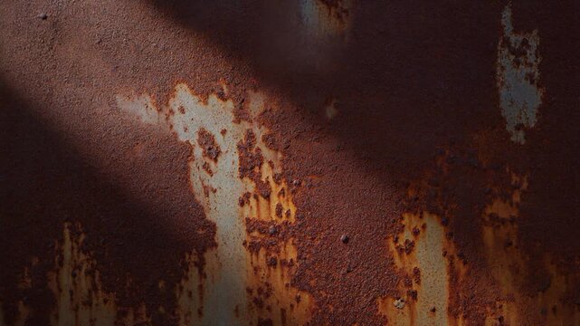 Weathered Rusted Metal Texture with Moving Light, Industrial Abstract Background