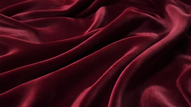 Rippling Burgundy Velvet Fabric Texture, Luxury Abstract Background