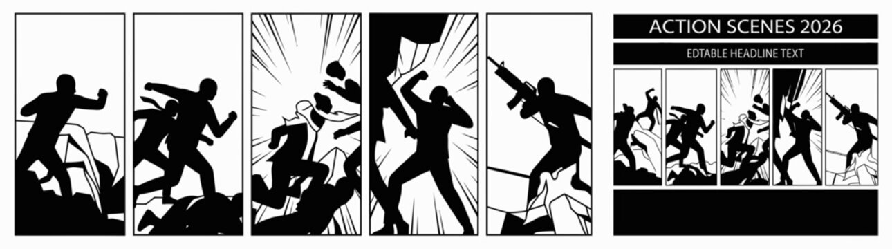 Professional Vertical Storyboard Layout for Action Scenes 2026 Featuring Cinematic Fighting Frames