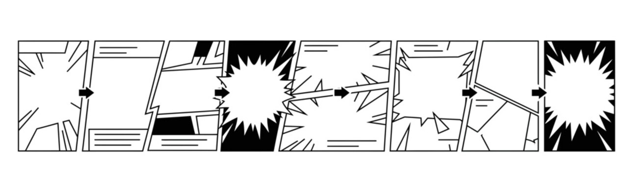 Professional Vertical Comic Storyboard Layout Template with Action Panels and Impact Bubbles 2026