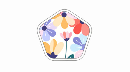 Fototapeta premium Abstract Pentagon Floral Pattern Watercolor Spring Blossoms Background