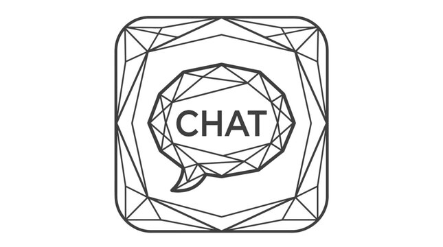 Abstract Chat Bubble Icon - Geometric Design with 'CHAT' text