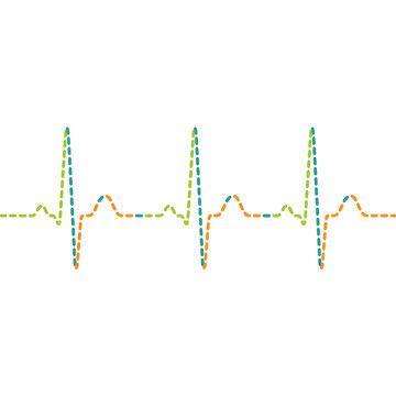 Colored heart beat ekg line graphic isolated on a black background