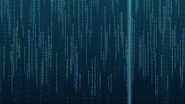 Digital Binary Code Matrix Rain Transition to Red Cyber Attack Alert
