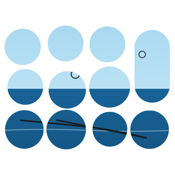 Set of flat design water droplet icons in various states with shading effects isolated on transparent background