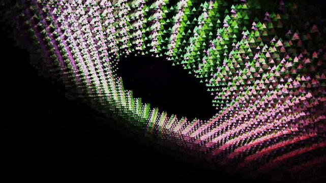 Colorful 3D dot vortex cone animation