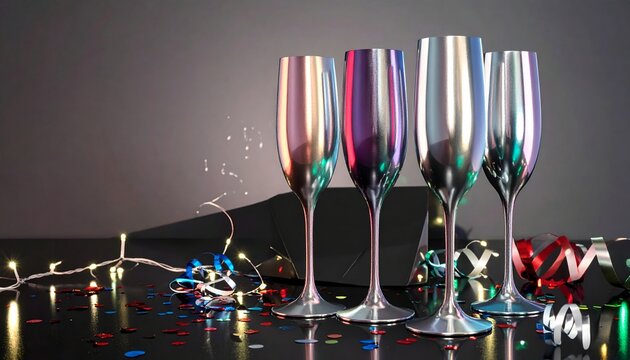 Celebratory Champagne Flutes with Festive Decor