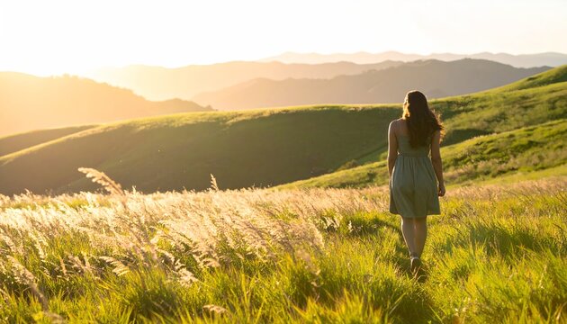 Sunset Stroll Through Tranquil Meadow