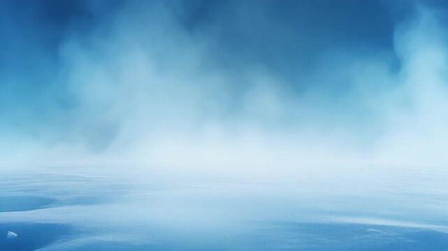 Cold Blue Mist Drifting on Icy Background, Winter Abstract Design