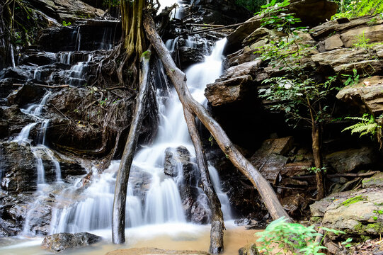 Tat Mok Waterfall during the rainy season at Doi Suthep-Pui National Park, Chiang Mai, Northern Thailand.