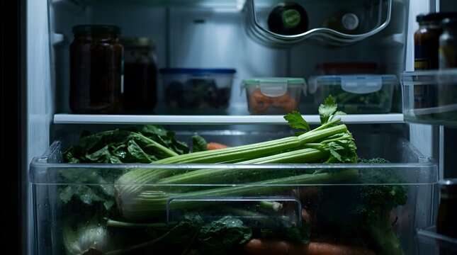 Fresh Vegetables Stacked in Refrigerator Drawer