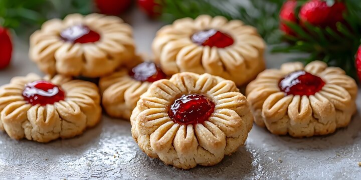 Whipped shortbread cookies with jam