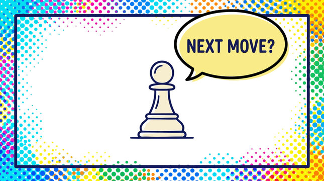 Chess Pawn Thinking Next Move Bubble with Question Mark