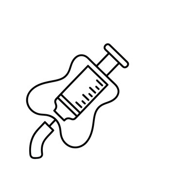 Syringe with liquid outline