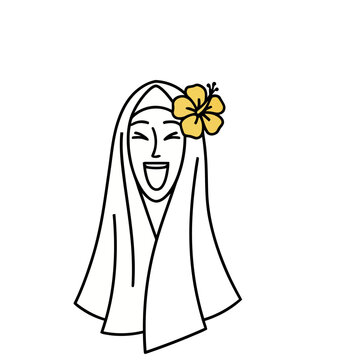 Woman in Hijab with Hibiscus Flower
