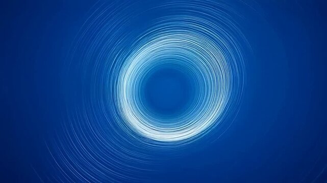 Abstract blue spiral animation with concentric white lines forming a tunnel-like vortex