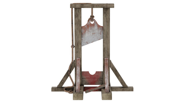 3d rendering of a guillotine in an old setting