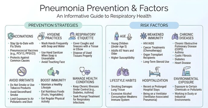 Pneumonia Prevention and Risk Factors: Informative Guide to Respiratory Health, Common Causes, High-Risk Groups, Warning Signs, Prevention Steps, Vaccination, Hygiene, and Lifestyle Protection