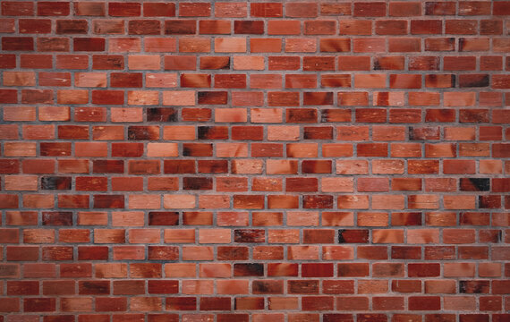 Red brick wall texture with natural clay masonry pattern, seamless architectural background featuring rustic construction material, decorative facade surface and generous copy space for design project