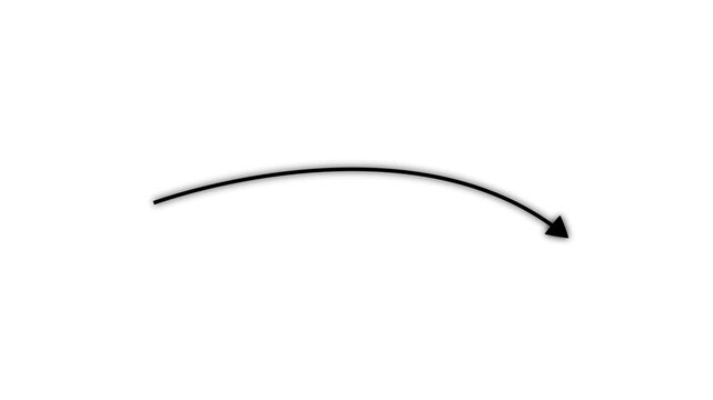 Hand drawn black arrow animation loop on white background, for digital interface, doodle motion cursor