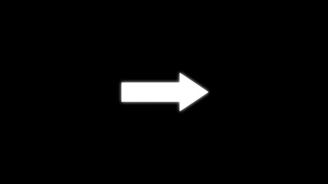 Minimalist white arrow pointing right on black background, simple directional signage for ui and navigation