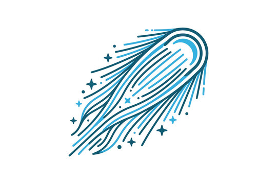 Stylized Comet Line Art Vector Illustration