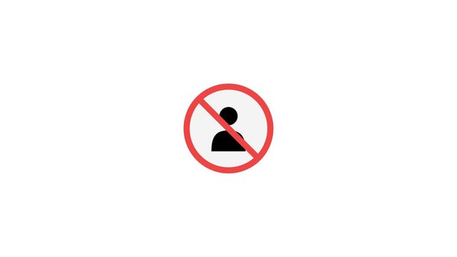 Prohibited entry icon animation on white background. 4K Video