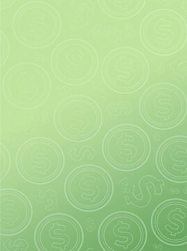 Light green background with subtle dollar signs. Abstract financial pattern for business.