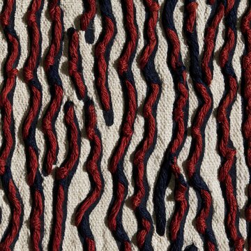 Traditional Otomi Tenango embroidery texture with raised indigo and red satin stitch on woven cotton for textile craft and heritage backgrounds